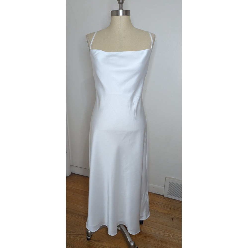 NWT Size M Show Me Your Mumu Verona Cowl Midi Dress White Luxe Satin Minimalist